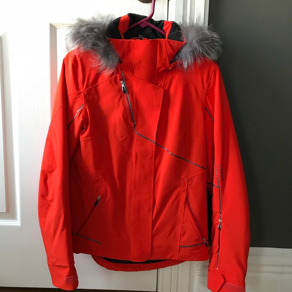 Bright Orange Spyder Ski Jacket. Size 4.